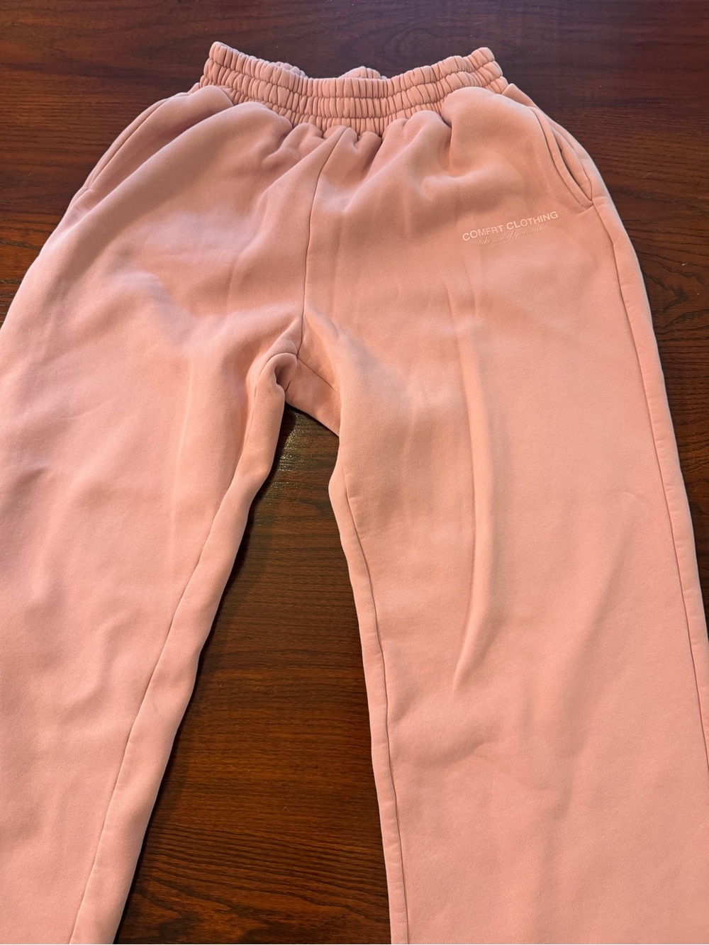 Warm womens Peach Pink Fleece Joggers - Picture 2 of 3